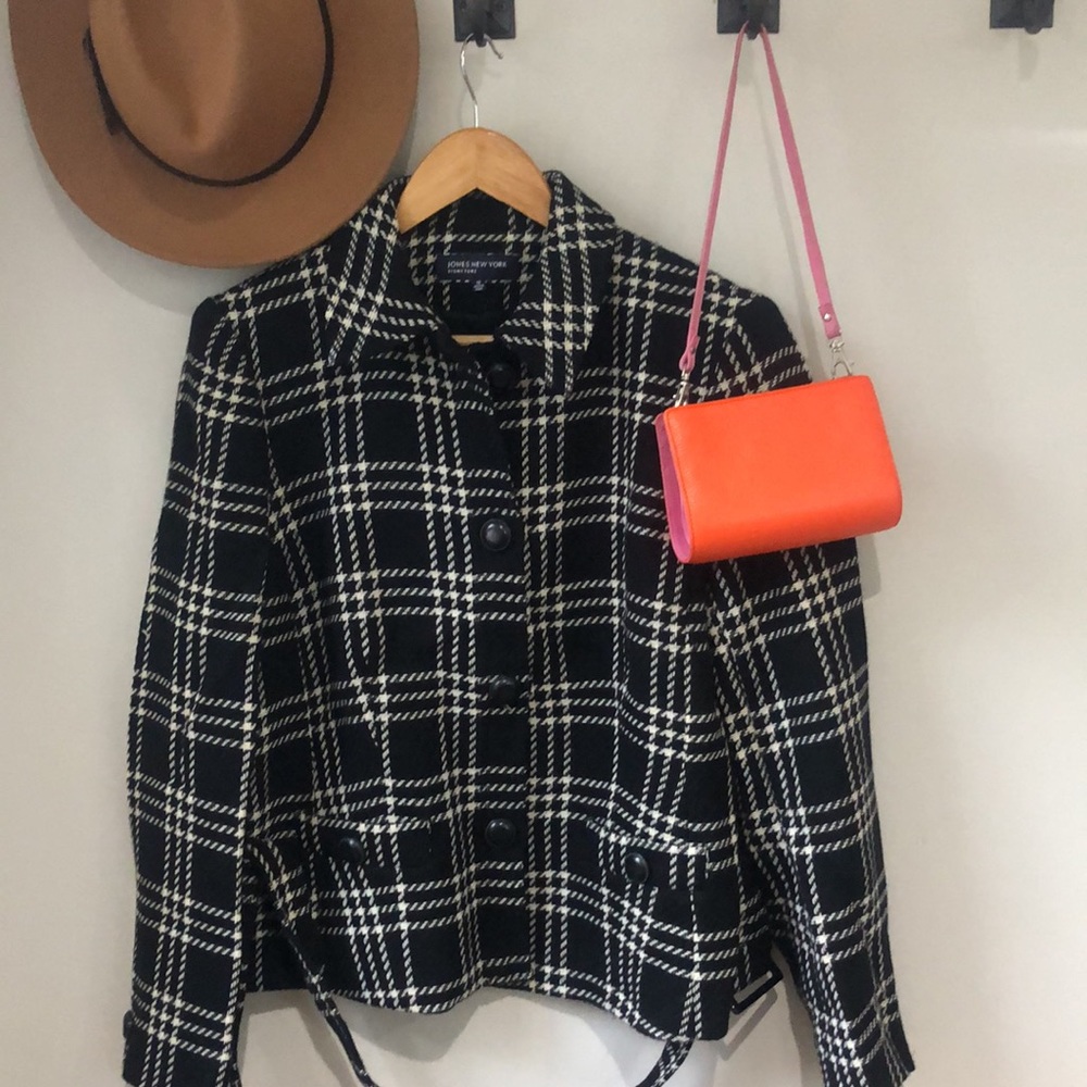 Structured Wool Coat - black & white, never worn